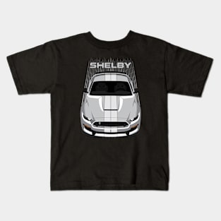 Ford Mustang Shelby GT350 2015 - 2020 - Silver - White Stripes Kids T-Shirt